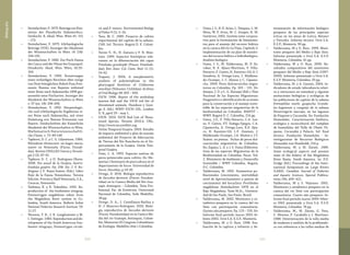 301300
Bibliografía
•	 Steindachner,F.1879.BeiträgezurKen-
ntniss der Flussfische Südamerika´s.
Denkschr. K. Akad. Wiss. Wien 41: 151
– 172.
•	 Steindachner, F. 1879. Ichthyologische
Beiträge (VIII). Anzeiger der Akademie
der Wissenschaften in Wien 16 (18):
194-195.
•	 Steindachner, F. 1880. Zur Fisch-Fauna
des Cauca und der Flüsse bei Guayaquil.
Denskschr. Akad. Wiss. Wien, 42:55-
104.
•	 Steindachner, F. 1900. Erstattungen
eines vorlaüfigen Berichtes über einige
von Ihrer königlichen Hoheit Frau Prin-
zessin Therese von Bayeren während
einer Reise nach Südamerika 1898 ges-
ammelte neue Fischarten. Anzeiger der
Akademie der Wissenschaften in Wien
v. 37 (no. 18): 206-208.
•	 Steindachner, F. 1902. Herpetologis-
che und ichthyologische Ergebnisse ei-
ner Reise nach Südamerika, mit einer
Einleitung von Therese Prinzessin von
Bayern. Denkschriften der Kaiserliche
Akademie der Wissenschaften in Wien,
Mathematisch-Naturwissenschaftli-
che Classe. v. 72: 89-148
•	 Taphorn, D. C. y C. G. Lilyestrom. 1984.
Rhinodoras thomersoni: un bagre sierra,
nuevo en Venezuela (Pisces, Doradi-
dae). Revista UNILLEZ Ciencia y Tecnolo-
gía 2 (2): 87-92.
•	 Taphorn D. C. y D. Rodríguez-Olarte.
2008. Pez anual de la Guajira, Austro-
fundulus guajira. Pp: 258. En: J. P. Ro-
dríguez y F. Rojas-Suárez (Eds.) Libro
Rojo de la Fauna Venezolana. Tercera
Edición. Provita y Shell Venezuela, S.A.,
Caracas, Venezuela.
•	 Teshima, K. y K. Takeshita. 1992. Re-
production of  the freshwater stingray,
Potamotrygon magdalenae taken from
the Magdalena River system in Co-
lombia, South America. Bulletin Seikai
National Fisheries Research Institute 70:
11-27.
•	 Thorson, T. B., J. K. Langhammer y M.
I. Oetinger. 1983. Reproduction and de-
velopment of the South American fres-
hwater stingrays, Potamotrygon circula-
ris and P. motoro. Environmental Biology
of Fishes 9 (1): 3–24.
•	 Toro, M. C. 1989. Proyecto de cultivo
experimental del capitán de la sabana.
CAR. Inf. Técnico. Bogotá D. E. Colom-
bia.
•	 Torres Y., H., H. Zamora y P. N. Mon-
toya. 1999. Aspectos fenotípicos rele-
vantes en la diferenciación del capaz
Pimelodus grosskopfii (Pisces: Pimelodi-
dae). Rev. Asoc. Col. Cienc. Biol. 11 (1):
54-62.
•	 Trapani, J. 2004. A morphometric
analysis of polymorphism in the
pharyngeal dentition of Cichlasoma
minckleyi (Teleostei: Cichlidae). Archives
of Oral Biology 49: 825 – 835.
•	 UICN. 1996. Report of the workshop
marine fish and the UICN red list of
threatened animals. Hundson y Geor-
ge, E. (Ed.). WWF/ IUCN/ ZSL. London
U. K.,april 29 – may 1.
•	 UICN. 2010. IUCN Red List of Threa-
tened Species. Version 2010.4. URL:
http://www.iucnredlist.org.
•	 Unión Temporal Guajira. 2003. Estudio
de impacto ambiental y plan de manejo
ambiental del Proyecto de Adecuacion
de Tierras del Rio Ranchería en el De-
partamento de la Guajira. Unión Tem-
poral Guajira.
•	 Urán, L. A. 1993. Especies nativas de
peces potenciales para cultivo. En: Me-
morias I Seminario de piscicultura en el
departamento de Sucre. Universidad de
Sucre, Sincelejo, p.18-30.
•	 Urrego, D. 2010. Biología reproductiva
de Saccodon dariensis (Pisces: Parodon-
tidae) en la Cuenca Media del Río Gua-
tapé, Antioquia – Colombia. Tesis Pro-
fesional. Fac. de Zootécnia. Universiad
Nacional de Colombia, Sede Medellín.
28 pp.
•	 Urrego, D. A., J. Castellanos-Barliza y
N. J. Mancera-Rodríguez. 2010. Biolo-
gía reproductiva de Saccodon dariensis
(Pisces: Parodontidae) en la Cuenca Me-
dia del río Guatapé, Antioquia, Colom-
bia. Memorias III Congreso Colombiano
de Zoología. Medellín (Ant.) Colombia.
•	 Usma J. S., B. E. Arias, L. Vásquez, L. M.
Mesa, W. F. Arias, M. C. Araque, H. M.
Gutiérrez. 2002. Gestión inter-corpora-
tiva para la formulación de lineamien-
tos para el manejo del recurso hídrico
en la cuenca del río La Vieja. Capítulo 2:
Implementación de un plan de monito-
reo del recurso hídrico e hidrobiológico.
Análisis biológico
•	 Usma, J. S., M. Valderrama, M. D. Es-
cobar, R. E. Ajiaco-Martínez, F. Villa-
Navarro, F. Castro, H. Ramírez-Gil, A. I.
Sanabria, A. Ortega-Lara, J. Maldona-
do-Ocampo, J. C. Alonso y C. Cipamo-
cha. 2009. Peces dulceacuícolas migra-
torios en Colombia. Pp. 103 – 131. En:
Amaya, J. D. y L. G. Naranjo (Eds.). Plan
Nacional de las Especies Migratorias:
Diagnóstico e identificación de acciones
para la conservación y el manejo soste-
nible de las especies migratorias de la
biodiversidad en Colombia. MAVDT –
WWF. Bogotá D. C. Colombia, 214 pp.
•	 Usma, J.S., F. Villa-Navarro, C.A. Las-
so, F. Castro, P.T. Zuñiga-Upegui, C.A.
Cipamocha, A. Ortega-Lara, R.E. Ajia-
co, H. Ramirez-Gil, L.F. Jimenez, J.
Maldonado-Ocampo, J.A. Muñoz y J.T.
Suárez. en prensa.  Fichas de peces dul-
ceacuícolas migratorios de Colombia.
En: Zapata, L. A. y J. S. Usma (Editores).
Guía de las especies Migratorias de la
Biodiversidad en Colombia. Peces. Vol.
2. Ministerio de Ambiente y Desarrollo
Sostenible / WWF Colombia. Bogotá,
D.C. Colombia.
•	 Valderrama, M. 1992. Parámetros po-
blacionales (crecimiento, mortalidad,
nivel de Aprovechamiento y patrón de
crecimiento) del bocachico Prochilodus
magdalenae Steindachner 1878 en el
Bajo Magdalena. Tesis M.Sc., Universi-
dad de Sao Paulo, Sao Paulo. Brasil.
•	 Valderrama, M. 2002. Monitoreo y es-
tadística pesquera en la cuenca del río
Sinú con participación comunitaria.
Quinto año pesquero. Pp. 123 – 235. En:
Informe final período marzo 2001–fe-
brero 2002, Urrá S.A. E.S.P., Montería.
•	 Valderrama, M. y O. Ruiz. 1998. Eva-
luación de la captura y esfuerzo y de-
terminación de información biológico
pesquera de las principales especies
ícticas en las áreas de Lorica, Betancí
y Tierralta. Informe técnico. Urrá S.A.
E.S.P., Montería. 90 pp.
•	 Valderrama, M y O. Ruiz. 1999. Moni-
toreo pesquero del Medio y Bajo Sinú.
Informe presentado a Urrá S.A. E.S.P.
Montería, Colombia. 41 pp.
•	 Valderrama, M y O. Ruiz. 2000. Re-
sultados comparativos del monitoreo
pesquero del Medio y Bajo Sinú (1997-
2000). Informe presentado a Urrá S.A.
E.S.P. Montería, Colombia. 33 pp.
•	 Valderrama, M. y A. Garzón, 2004. In-
dicadores de estado (abundancia relati-
va y estructura en tamaños) y algunas
anotaciones biológicas y ecológicas de
las poblaciones de capitán de la sabana
Eremophilus mutiii, guapucha Grundu-
lus bogotensis y cangrejo de la sabana
Neostrengeria macropa, en las lagunas
de Fúquene y Cucunubá. En: Fundación
Humedales. Caracterización biofísica,
ecológica y sociocultural del complejo
de humedales del Valle de Ubaté: Fú-
quene, Cucunubá y Palacio. Inf. final
técnico. Fundación Humedales - In-
vestigaciones de Recursos Biológicos
Alexander von Humboldt, 216 p.
•	 Valderrama, M. y M. Zárate. 1989.
Some ecological aspects and present
state of the fishery of the Magdalena
River Basin, South America. In: P.D.
Dodge (Ed.), Proceedings of the Inter-
national Symposium on Large Rivers
(LARS). Canadian Journal of Fisheries
and Aquatic Sciences, Special Publica-
tions 106, 409–421.
•	 Valderrama, M y S. Vejarano. 2001.
Monitoreo y estadística pesquera en la
cuenca del río Sinú con participación
comunitaria. Cuarto año pesquero. In-
forme final período marzo 2000–febre-
ro 2001 presentado a Urrá S.A. E.S.P.
Montería, Colombia. 76 pp.
•	 Valderrama, M., M. Zárate, G. Vera,
C. Moreno, P. Caraballo y J. Martínez.
1988. Determinación de la talla media
de madurez y análisis de la problemáti-
ca con referencia a las tallas medias de
 