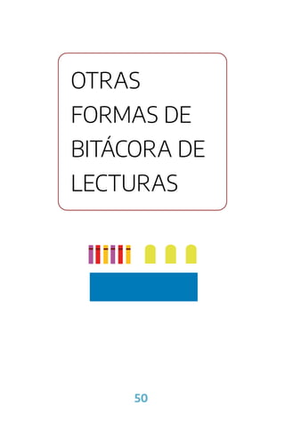 50
OTRAS
FORMAS DE
BITÁCORA DE
LECTURAS
 