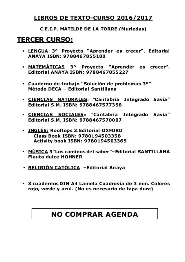 Libros de texto 2016 2017 Libros de texto 2016 2017