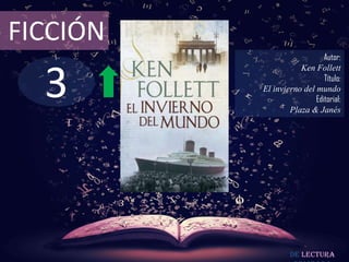 FICCIÓN
                             Autor:



  3
                     Ken Follett
                             Título:
          El invierno del mundo
                          Editorial:
                  Plaza & Janés




                   De lectura
 