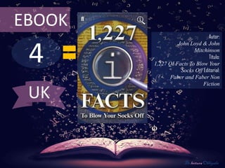 EBOOK
                                Autor:



 4
                  John Loyd & John
                         Mitchinson
                                Título:
        1,227 QI Facts To Blow Your
                   Socks Off Editorial:
               Faber and Faber Non
                             Fiction

 UK


                      De lectura Obligada
 