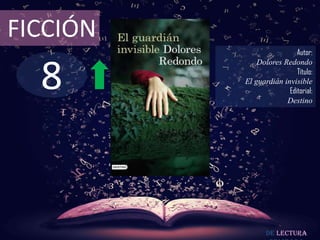 FICCIÓN
                           Autor:



  8
              Dolores Redondo
                           Título:
          El guardián invisible
                        Editorial:
                       Destino




                 De lectura
 