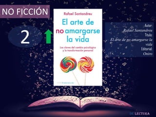 NO FICCIÓN
                                    Autor:



   2
                      Rafael Santandreu
                                    Título:
             El arte de no amargarse la
                                     vida
                                 Editorial:
                                  Oniro




                          De lectura
 