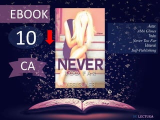 EBOOK
                   Autor:



10
            Abbi Glines
                   Título:
         Never Too Far
                Editorial:
        Self-Publishing



 CA


         De lectura
 