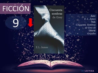 9
FICCIÓN
Autor:
E. L. James
Título:
Cincuenta Sombras
de Grey (I)
Editorial:
Grijalbo
De lectura
 