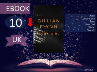 10
EBOOK
Autor:
Gillian Flynn
Título:
Gone Girl
Editorial:
Phoenix
De lectura
UK
 