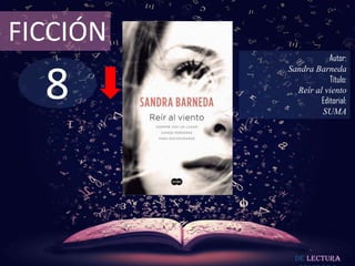 8
FICCIÓN
Autor:
Sandra Barneda
Título:
Reír al viento
Editorial:
SUMA
De lectura
 
