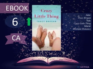 6
EBOOK
Autor:
Tracy Brogan
Título:
Crazy Little Thing
Editorial:
Montlake Romance
De lectura
CA
 