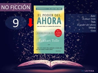 9
NO FICCIÓN
Autor:
Eckhart Tolle
Título:
El poder del ahora
Editorial:
Gaia
De lectura
 