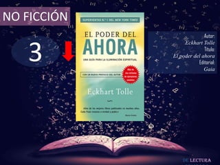 3
NO FICCIÓN
Autor:
Eckhart Tolle
Título:
El poder del ahora
Editorial:
Gaia
De lectura
 