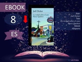 8
EBOOK
Autor:
Joël Dicker
Título:
La verdad sobre el caso
Harry Quebert
Editorial:
Alfaguara
De lectura
ES
 