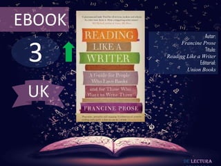 3
EBOOK
Autor:
Francine Prose
Título:
Reading Like a Writer
Editorial:
Union Books
De lectura
UK
 