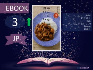 3
EBOOK
Autor:
足立 洋子
Título:
かんたん が おいしい!
Editorial:
新潮社
De lectura
JP
 