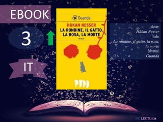 3
EBOOK
Autor:
Håkan Nesser
Título:
La rondine, il gatto, la rosa,
la morte
Editorial:
Guanda
De lectura
IT
 
