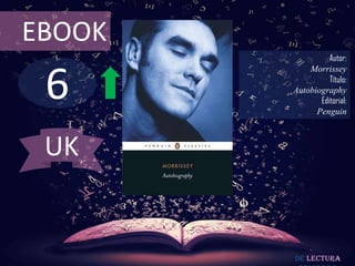 EBOOK

6

Autor:
Morrissey
Título:
Autobiography
Editorial:
Penguin

UK

De lectura

 