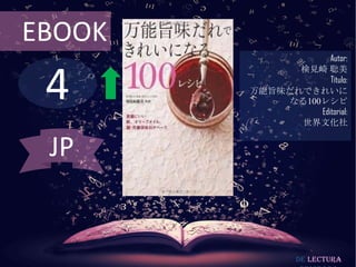 EBOOK

4

Autor:
検見崎 聡美
Título:
万能旨味だれできれいに
なる100レシピ
Editorial:
世界文化社

JP

De lectura

 
