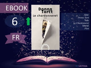 EBOOK

6

Autor:
Donna Tartt
Título:
Le Chardonneret
Editorial:
Plon

FR

De lectura

 