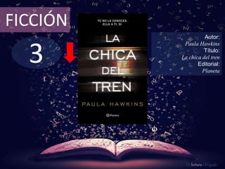 3
FICCIÓN
Autor:
Paula Hawkins
Título:
La chica del tren
Editorial:
Planeta
De lectura Obligada
 