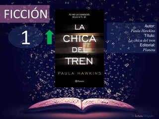 1
FICCIÓN
Autor:
Paula Hawkins
Título:
La chica del tren
Editorial:
Planeta
De lectura Obligada
 