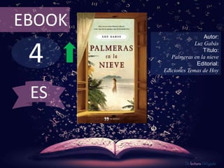 4
EBOOK
Autor:
Luz Gabás
Título:
Palmeras en la nieve
Editorial:
Ediciones Temas de Hoy
De lectura Obligada
ES
 