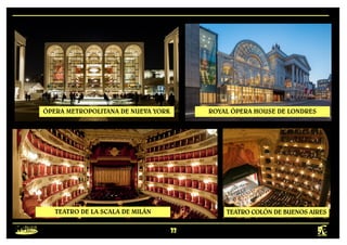 32
ÓPERA METROPOLITANA DE NUEVA YORK ROYAL ÓPERA HOUSE DE LONDRES
TEATRO DE LA SCALA DE MILÁN TEATRO COLÓN DE BUENOS AIRES
 