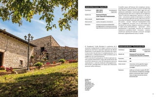 78 79
Ostello Colle Mordani – Trevi nel Lazio (FR)
Contributo 346.000 € (complessivo)
288.000 €		 (regionale)
Gestito da Comune di Trevi nel Lazio
e Cooperativa Sociale Le Casette
Posti letto 65
Numero stanze �4
Aree comuni ristorante, cucina, giardino, bagno 		
comune, zona gioco, zona lavoro, 		
maneggio
Dotazioni ostello per non fumatori, reception 24h, Wi-Fi,
aria condizionata e riscaldamento, parcheggio
gratuito e convenzionato, bagno in camera,
stanza con bagno attrezzato per persone
diversamente abili
Ostello di San Lorenzo – Arpino (FR)
Contributo 286.726 € (complessivo)
222.461 €		 (regionale)
Gestito da Comune di Arpino
e Ass. Culturale Prossimamente
Stato attuale lavori in corso
Aree comuni cucina, zona gioco, zona lavoro
Dotazioni struttura priva di barriere architettoniche,
parcheggiogratuito/convenzionato,stanzacon
bagnoattrezzatoperpersonediversamenteabili
L’ostello nasce all’interno del complesso monu-
mentale del Convento di San Lorenzo, fondato dai
Frati Minori Cappuccini nel 1560, oggi solo par-
zialmente utilizzato e interessato dagli interventi
di adeguamento alle nuove esigenze di accoglienza.
Tante le attività organizzate: sportive e sul terri-
torio – escursioni a piedi, in bicicletta e a cavallo,
visite ad aziende agricole locali e alla torre di Civi-
tavecchia di Arpino, giornate alle antiche botteghe
del centro – sociali – hub per i backpackers, base
per i viaggiatori, incontri con le minoranze nel
territorio su cucina, religione, musica e con esper-
ti sulla tutela dell’ambiente – spirituali – ritiri,
meditazione e psicologia, incontri su credenze,
tradizioni e aneddoti locali – ricreative – mostre,
cineforum, spettacoli teatrali e concerti, rassegne
letterarie, appuntamenti sotto le stelle.
Il “borghetto” Colle Mordani è costituito da 6
strutture indipendenti in legno e pietra, e si trova
all’interno del Parco naturale regionale dei Monti
Simbruini, la più grande area protetta del Lazio.
L’intervento ha previsto il completamento, il ri-
sanamento e l’adeguamento delle strutture per il
soggiorno ed il pernottamento.
Tra le attività di animazione rivolte ai giovani tu-
risti, grande attenzione è data alla promozione del
territorio attraverso corsi di formazione, percorsi
naturalistici e attività dedicate all’enogastrono-
mia locale, protagonista nei menu del ristorante
presente nella struttura.
Ostello Colle
Mordani.
Vista esterna
del borghetto e del
giardino dopo i lavori
di ristrutturazione.
Trevi nel Lazio.
Ph. Stefania
Casellato
 