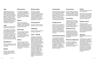 136 137
Glossario
App
Applicazione software de-
dicata ai dispositivi di tipo
mobile, quali smartphone o
tablet, tipicamente progetta-
ta e realizzata in maniera più
leggera in termini di risorse
hardware utilizzate rispetto
alle classiche applicazioni per
desktop computer, in linea con
le restrizioni imposte dalla
tipologia di dispositivo su cui
è installata e/o eseguita.
ASP
(Acronimo di Aziende pubbli-
che di Servizi alla Persona)
Enti pubblici non economici
locali disciplinati dall’ordina-
mento regionale e dei quali
gli enti soci, gli enti locali,
le Unioni di Comuni e le Azien-
de sanitarie si avvalgono per
la gestione e l’erogazione dei
servizi di cui all’art. 1, nonché
per altre funzioni ed attività
previste dallo Statuto dell’ASP.
Backpackers
Chi ama viaggiare munito solo
di uno zaino, del minimo indi-
spensabile.
Bando
Avviso di interesse pubblico
divulgato tramite organi
di stampa ufficiali (es: bando
di concorso).
Best practice
Le esperienze, le procedure
o le azioni più significative,
o comunque quelle che hanno
permesso di ottenere i mi-
gliori risultati, relativamente
a svariati contesti e obiettivi
preposti.
Bistrot
Espressione della lingua
francese che originariamente
significava osteria, assumendo
in seguito anche il significato
di piccolo caffè o pub.
Bootcamp
Termine colloquiale inglese
che indica l’addestramento
militare delle reclute;
per estensione indica anche
un campo di addestramento,
di qualunque tipo.
Buono
Anche detto buono sconto,
coupon o voucher, un buono
acquisto è un biglietto o un do-
cumento (materiale o digitale)
equivalente che dà diritto
a uno sconto su un determina-
to acquisto.
Business plan
Sintetizza i contenuti
e le caratteristiche di
un progetto imprenditoriale
(business idea). Viene utilizza-
to sia per la pianificazione
e gestione aziendale che per
la comunicazione esterna,
in particolare verso potenziali
finanziatori o investitori.
Carta giovani
Tessera che abilita sconti per
acquistare servizi e prodotti.
Challenge
In generale, sfida, e quindi an-
che gara, competizione.
CIM – CRPM
La Conferenza delle Regio-
ni Periferiche e Marittime
(CRPM o, secondo l’acronimo
inglese, CPMR) è una orga-
nizzazione rappresentativa
di circa 160 regioni principal-
mente appartenenti all’Unione
europea. Opera dal 1973
ed è ormai uno degli interlo-
cutori privilegiati degli organi
decisionali comunitari (Com-
missione, Consiglio, ecc.)
La CRPM, in ragione della
vastità dei territori che rap-
presenta, è suddivisa in sei
commissioni geografiche.
La Regione Lazio aderisce alla
CRPM e fa parte della Com-
missione Intermediterranea
(CIM).
Community
Insieme di persone interessate
ad un determinato argomento,
o con un approccio comune
alla vita di relazione, che cor-
rispondono tra loro attraverso
una rete telematica, come
internet, e le reti di telefonia,
costituendo una rete sociale
con caratteristiche peculiari.
Comprensorio
Territorio che comprende più
fondi. Con accezione più re-
cente, ripartizione territoriale,
all’interno di una provincia
o regione, che raggruppa più
comuni, o parti di essi, aven-
ti caratteristiche o problemi
simili (ad es., un comprensorio
montano).
Comunitàenergetica
Una comunità di energia rin-
novabile (CER; in inglese Re-
newable Energy Community,
abbreviato REC), anche detta
comunità energetica rinnova-
bile o semplicemente comunità
energetica, è un gruppo
di soggetti che si organizzano
per produrre e condividere
localmente l’energia prodotta
da fonti rinnovabili.
Convenzione
In diritto, indica un accordo
tra due o più soggetti (a esem-
pio persone fisiche, enti, stati)
con il quale gli stessi regolano
questioni di comune interesse.
Coworking
In italiano colavoro o lavoro
in condivisione, è uno stile la-
vorativo che implica la condi-
visione con altre persone
di un ambiente di lavoro,
spesso un ufficio, mantenendo
un’attività indipendente.
Cybersicurezza
L’insieme dei mezzi, delle
tecnologie e delle procedure
tesi alla protezione dei siste-
mi informatici in termini di
disponibilità, confidenzialità
e integrità dei beni o asset
informatici.
Direzione Regionale
La Direzione Regionale è
una struttura della Regione
Lazio che si gestisce
da un punto di vista ammini-
strativo policy e misure.
EYCA
(Acronimo di European Youth
Card Association)
Associazione non governativa
senza scopo di lucro fondata
con l’obiettivo di supportare,
coinvolgere e ispirare i giova-
ni a livello sociale, culturale,
educativo ed economico.
Empowerment
Processo di crescita,
sia dell’individuo sia del grup-
po, basato sull’incremento
dell’autostima, dell’autoeffica-
cia e dell’autodeterminazione
per far emergere risorse latenti
e portare l’individuo ad appro-
priarsi consapevolmente del
suo potenziale.
Fab Lab
(dall’inglese fabrication labo-
ratory)
Piccola officina che offre servi-
zi personalizzati di fabbrica-
zione digitale e spazio aperto
all’innovazione, all’apprendi-
mento, all’invenzione
e alla prototipazione, general-
mente dotato di una serie
di strumenti computerizza-
ti per realizzare, in maniera
flessibile e semi-automatica,
un’ampia gamma di oggetti
fuori dalla produzione
di massa.
 