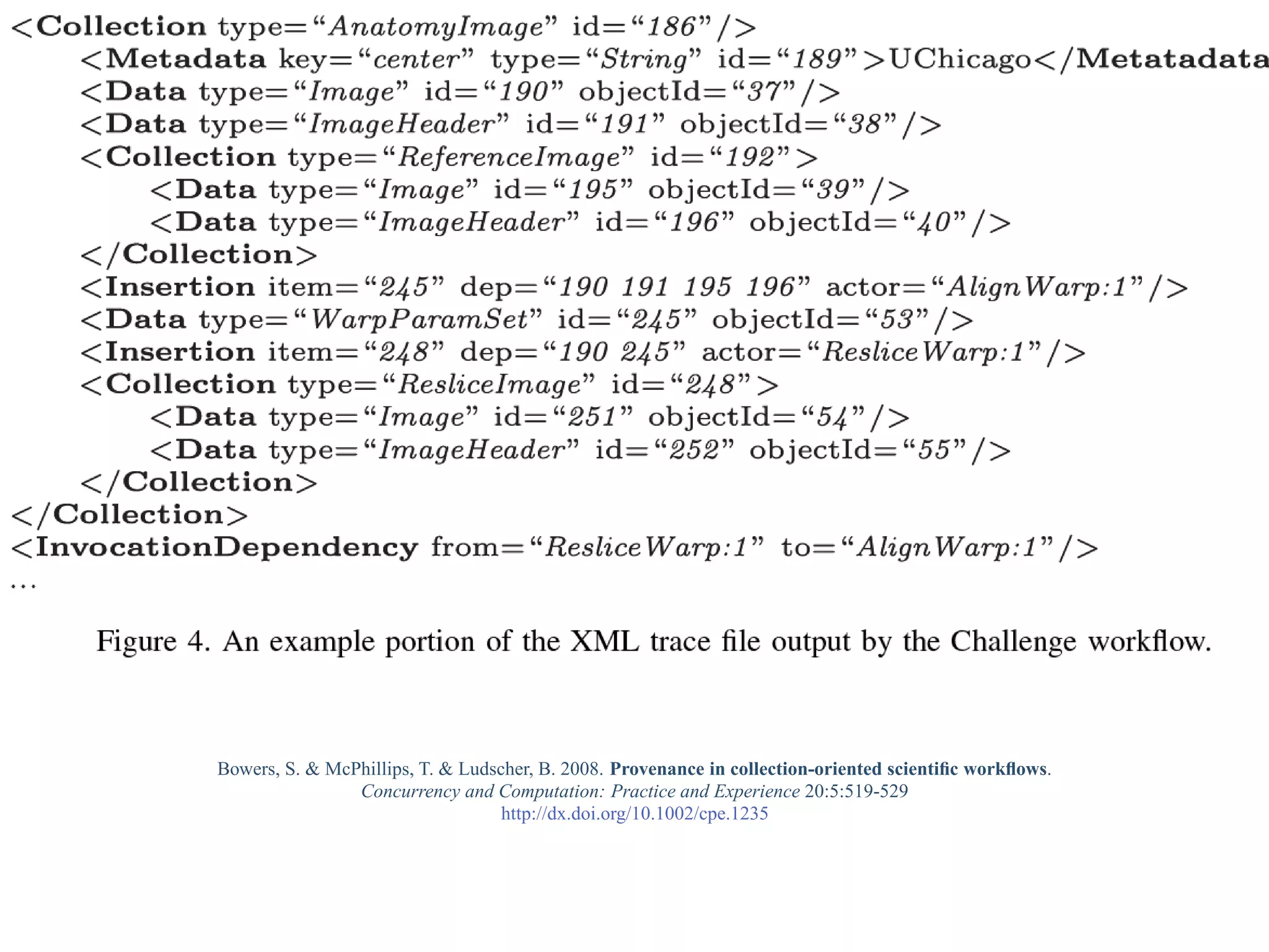 Bowers, S. & McPhillips, T. & Ludscher, B. 2008. Provenance in collection-oriented scientiﬁc workﬂows.
                Concurrency and Computation: Practice and Experience 20:5:519-529
                                   http://dx.doi.org/10.1002/cpe.1235
 