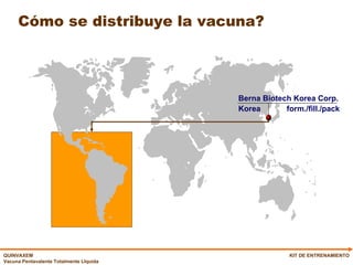 Cómo se distribuye la vacuna? KIT DE ENTRENAMIENTO Berna Biotech Korea  Corp. Korea  form./fill./pack 