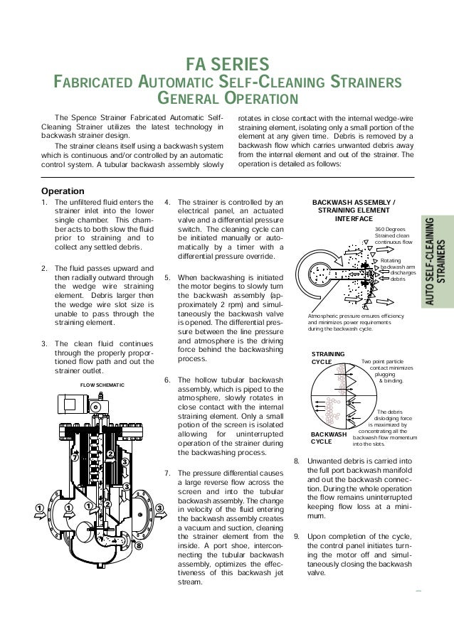 Self cleaning strainer operation manual selection guide