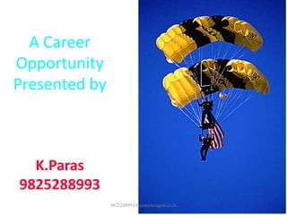 9825288993 becomelicagent.co.in
A Career
Opportunity
Presented by
K.Paras
9825288993
 