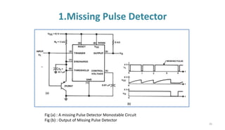 1.Missing Pulse Detector
Fig (a) : A missing Pulse Detector Monostable Circuit
Fig (b) : Output of Missing Pulse Detector
26
 