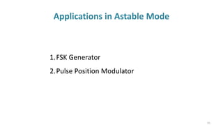 Applications in Astable Mode
55
1.FSK Generator
2.Pulse Position Modulator
 