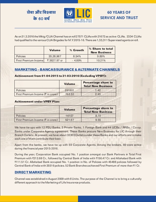 Lic Of India Corporate Profile 2015 2016