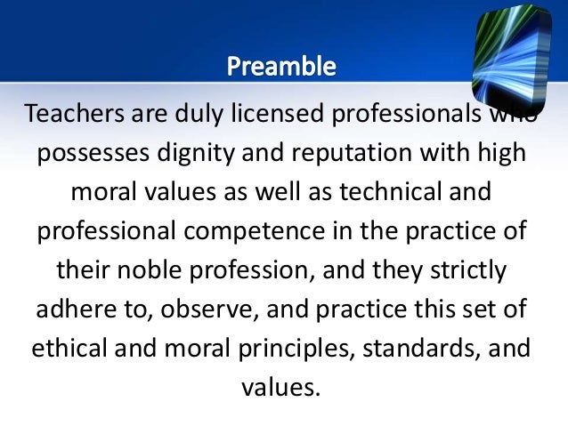 Code Of Ethics For Professional Teacher