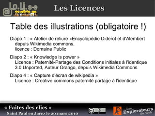 Trouver du contenu sous CC sur internet  Le respect des licences s'organise actuellement. Rechercher des images libres de droits est plus pratique via des sites dédiés. Les moteurs de recherche « à tout faire » n'ont pour l'instant pas les outils nécessaires. 