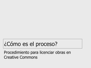 ¿Cómo es el proceso? Procedimiento para licenciar obras en Creative Commons 