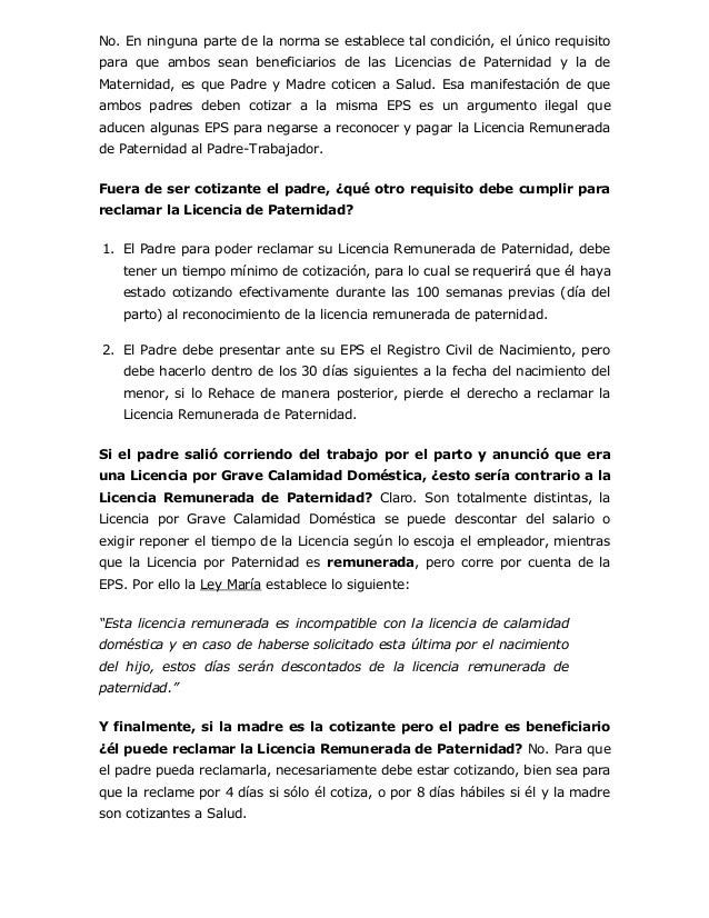 Licencia de paternidad o ley maría