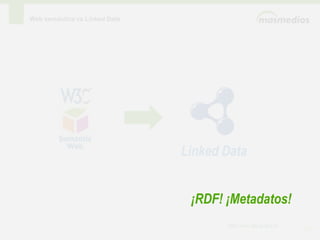 Web semántica vs Linked Data




                               Linked Data


                                ¡RDF! ¡Metadatos!
                                      http://ims.dei.unipd.it/
                                                                 119
 