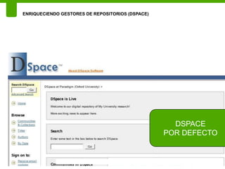ENRIQUECIENDO GESTORES DE REPOSITORIOS (DSPACE)




                                                    DSPACE
                                                  POR DEFECTO


                                                            126
 