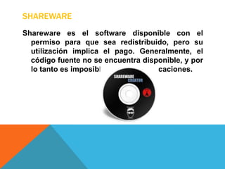 CopyleftLas licencias que acompañan al software libre hacen uso de la legislación de copyright para impedir la utilización no autorizada, pero estas licencias definen clara y explícitamente las condiciones bajo las cuales pueden realizarse copias, modificaciones y redistribuciones, con el fin de garantizar las libertades de modificar y redistribuir el software registrado.
