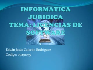 Edwin Jesús Caicedo Rodríguez
Código: 09291035
 