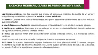 LICENCIAS METRICAS.pptx clases de verso ritmo y rima | PPTX