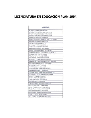 LICENCIATURA EN EDUCACIÓN PLAN 1994
 