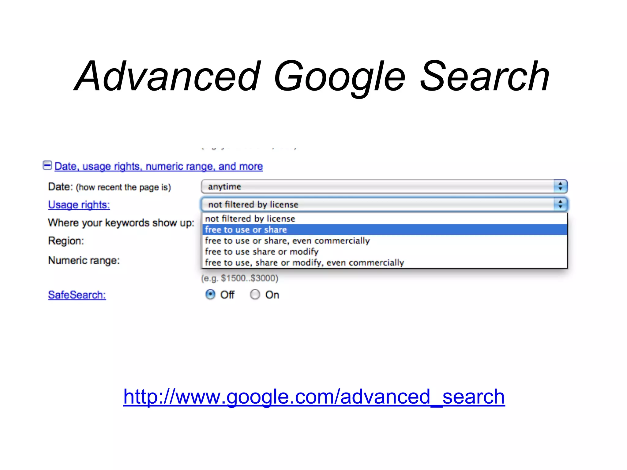 http://www.google.com/advanced_search
Advanced Google Search
 