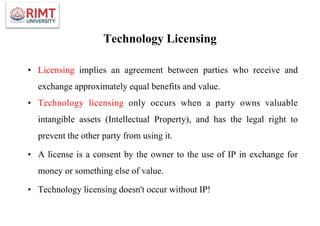 Licensing of Technology in IPR