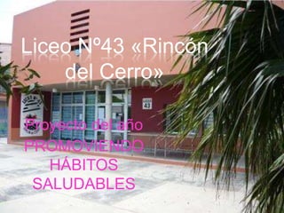 Liceo Nº43 «Rincón
del Cerro»
Proyecto del año
PROMOVIENDO
HÁBITOS
SALUDABLES
 