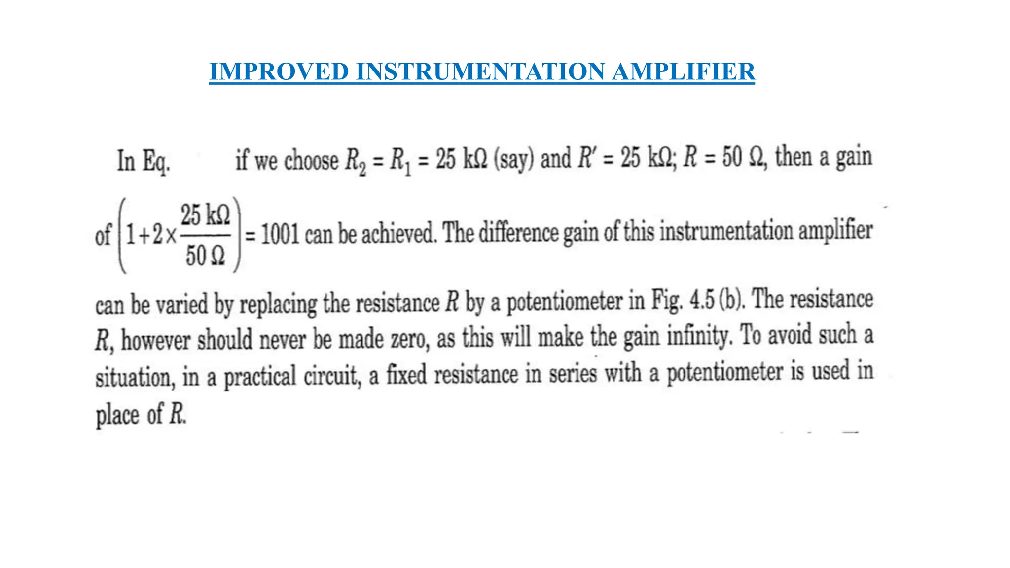 IMPROVED INSTRUMENTATION AMPLIFIER
 