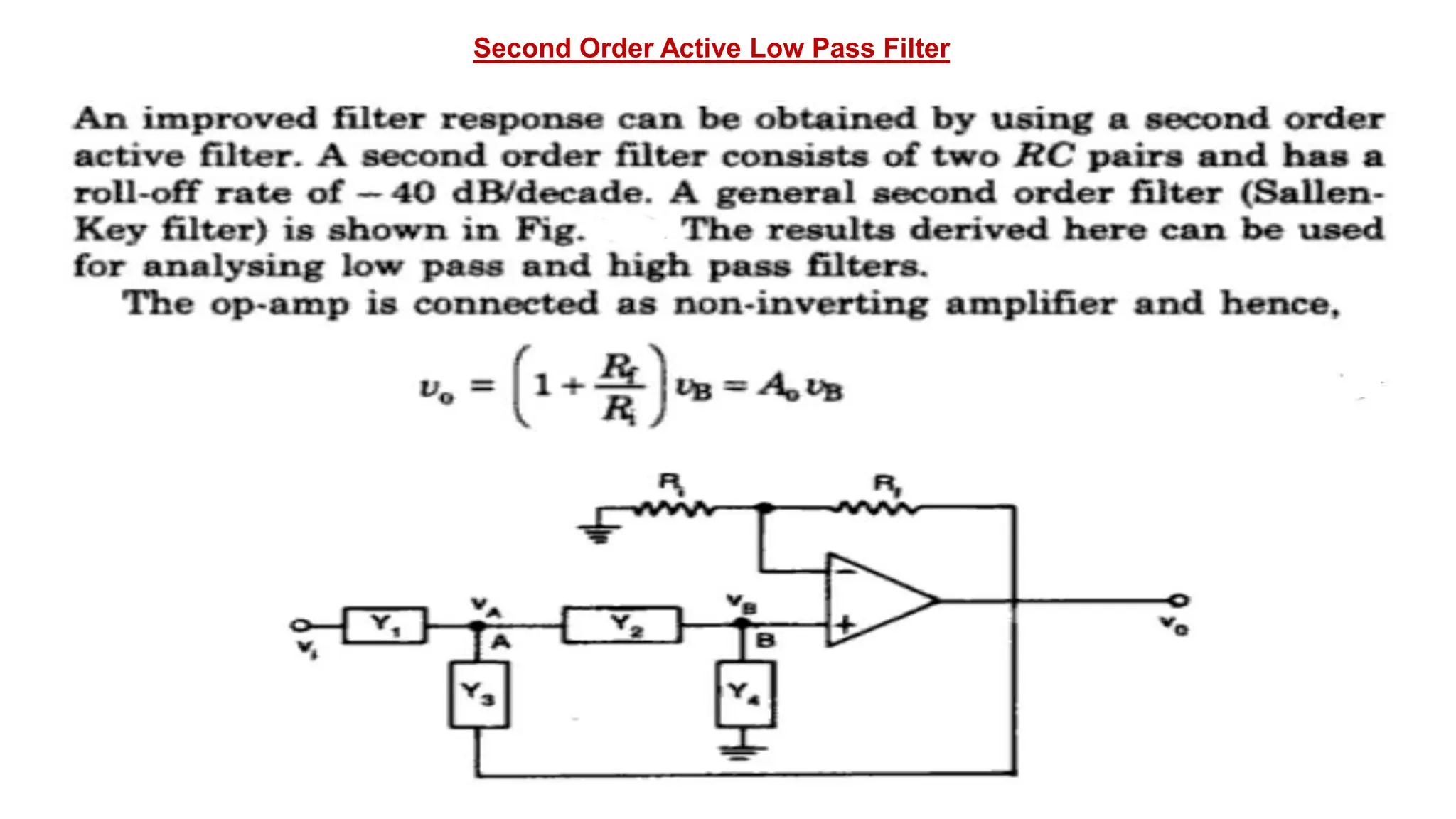 Second Order Active Low Pass Filter
 