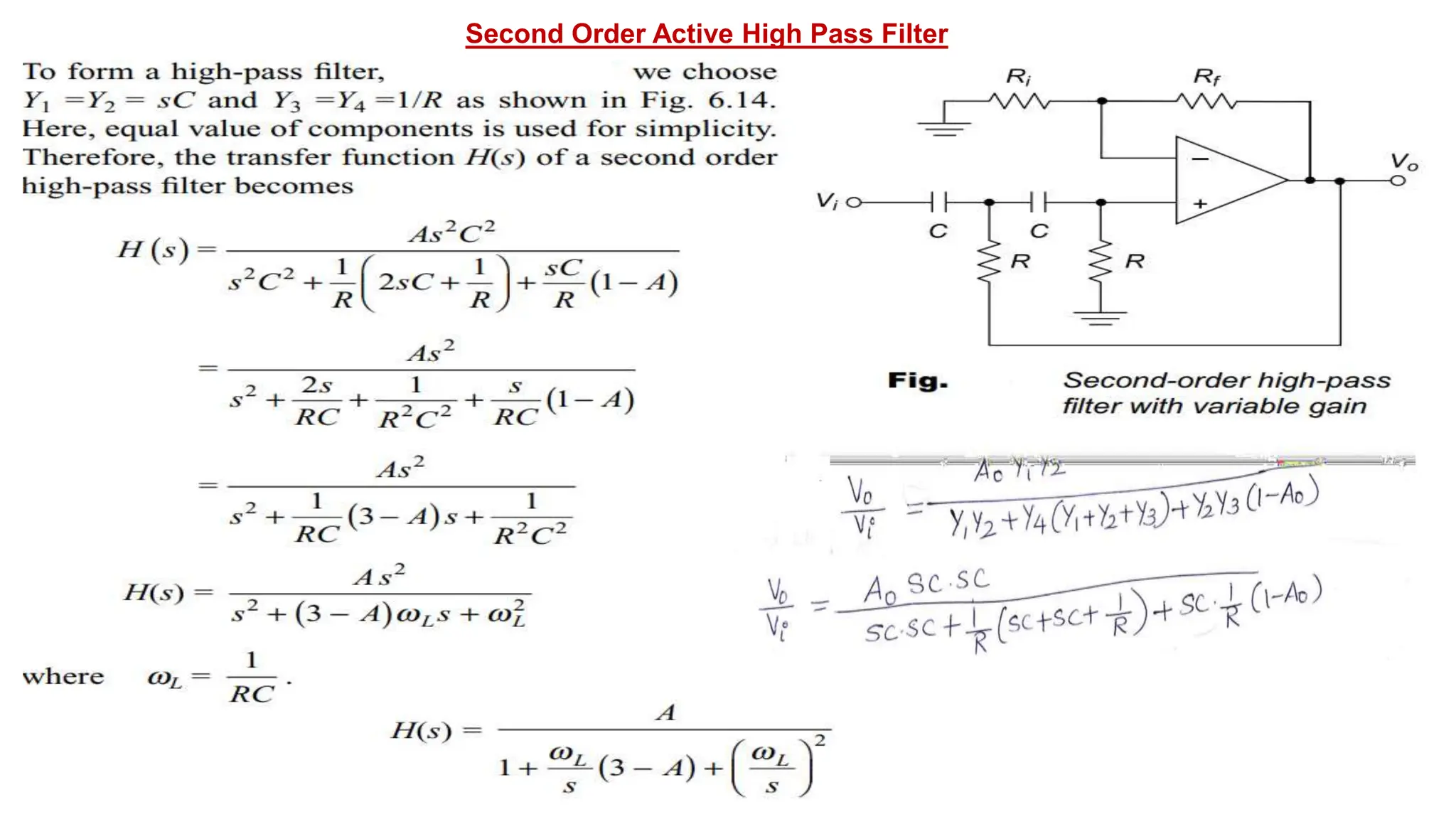 Second Order Active High Pass Filter
 